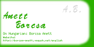 anett borcsa business card